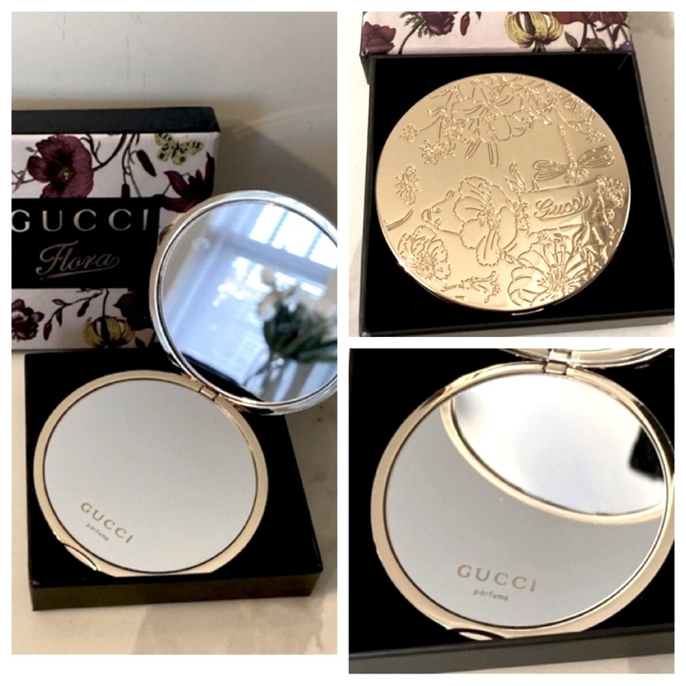 Nib- Gucci Flora Compact Mirror Gold-Tone View 5